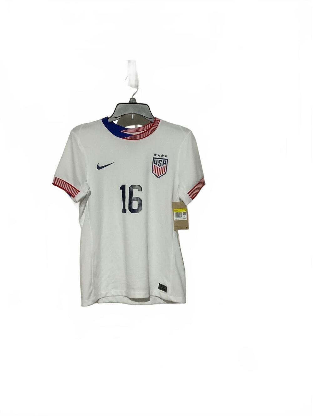 Nike USA Women's Soccer Jersey #16 White with Red and Blue Accents